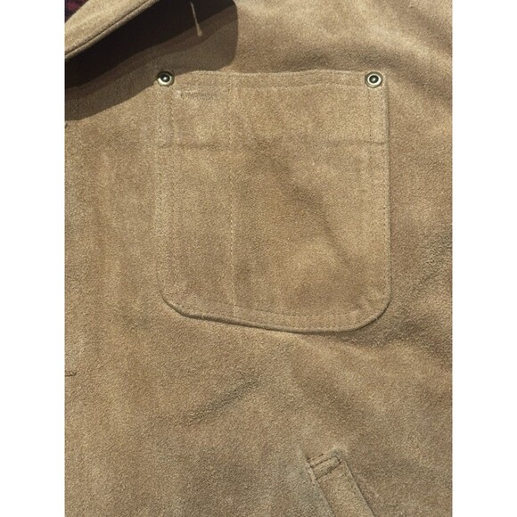 90s Polo Ralph Lauren Suede Leather Jacket Mens XL Brown Plaid Ranch Coat Rare - Picture 5 of 13